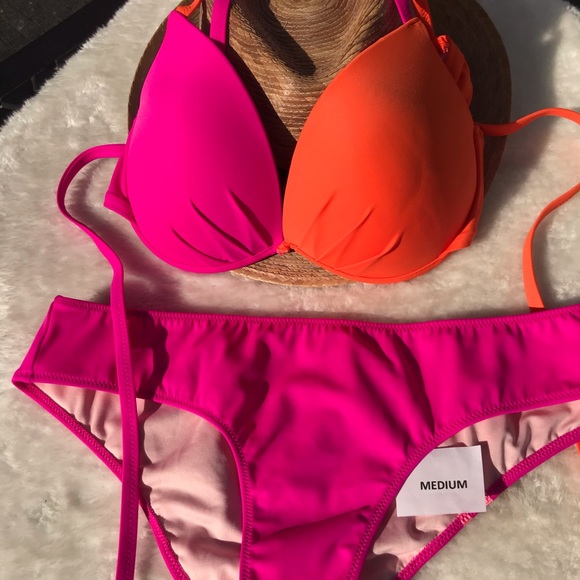 SOLD on posh USA xxx PINK VS bikini tangerine orange and pink - Picture 4 of 9